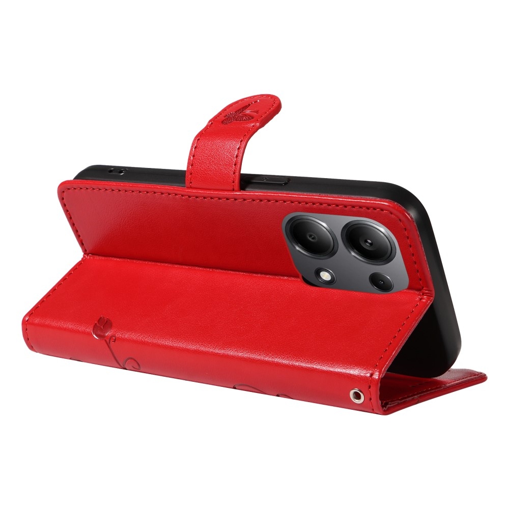 Virágok könyv tok Xiaomi Redmi Note 13 Pro 4G/Poco M6 Pro - piros