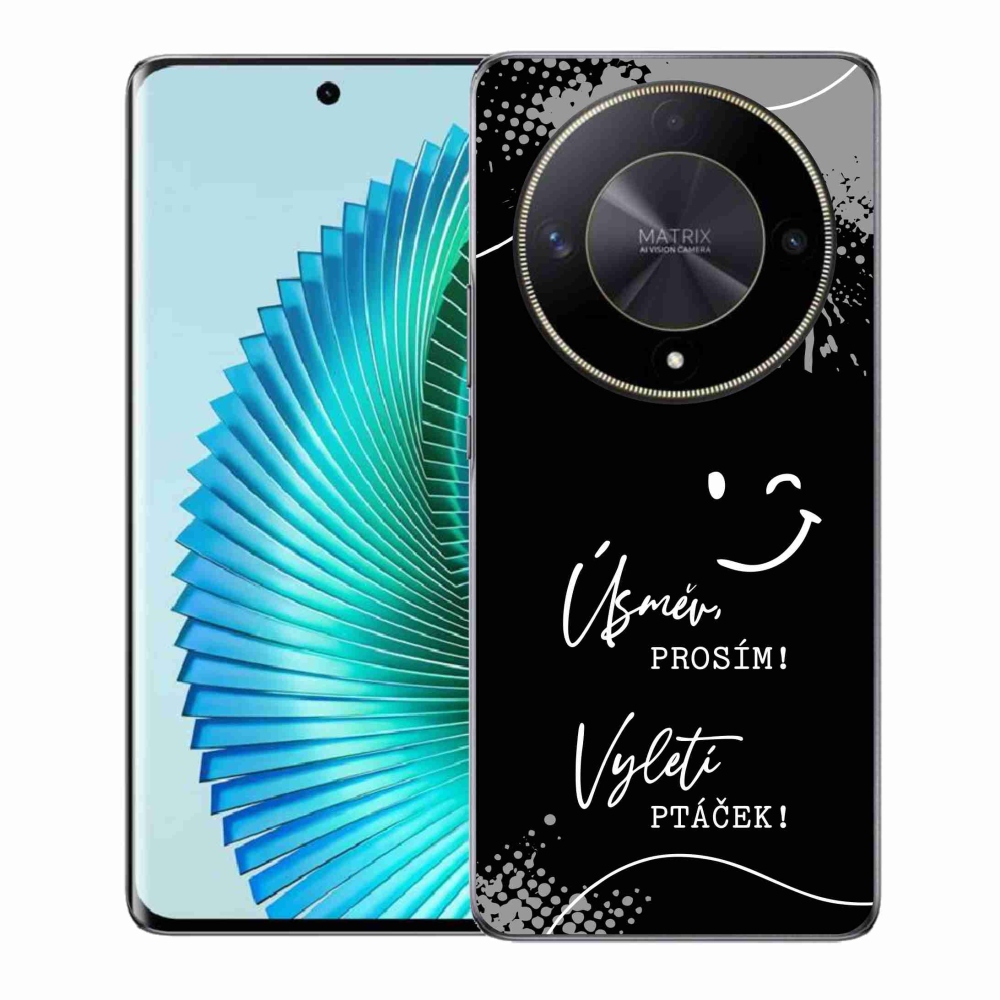 Gél borító mmCase a Honor Magic 6 Lite 5G számára - vicces szöveg 4 fekete háttérrel