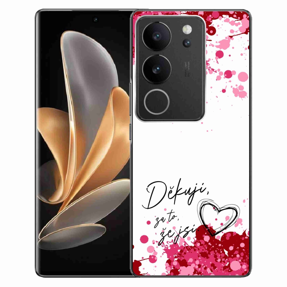 Gél borító mmCase a Vivo V29 5G-n - szerelem szöveg 2 fehér háttérrel