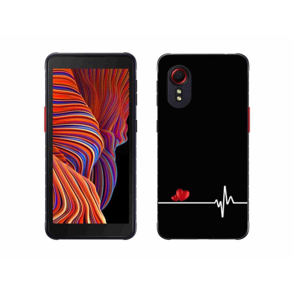Gél borító mmCase Samsung Galaxy Xcover 5 készülékhez - szív és szívverés fekete háttérrel