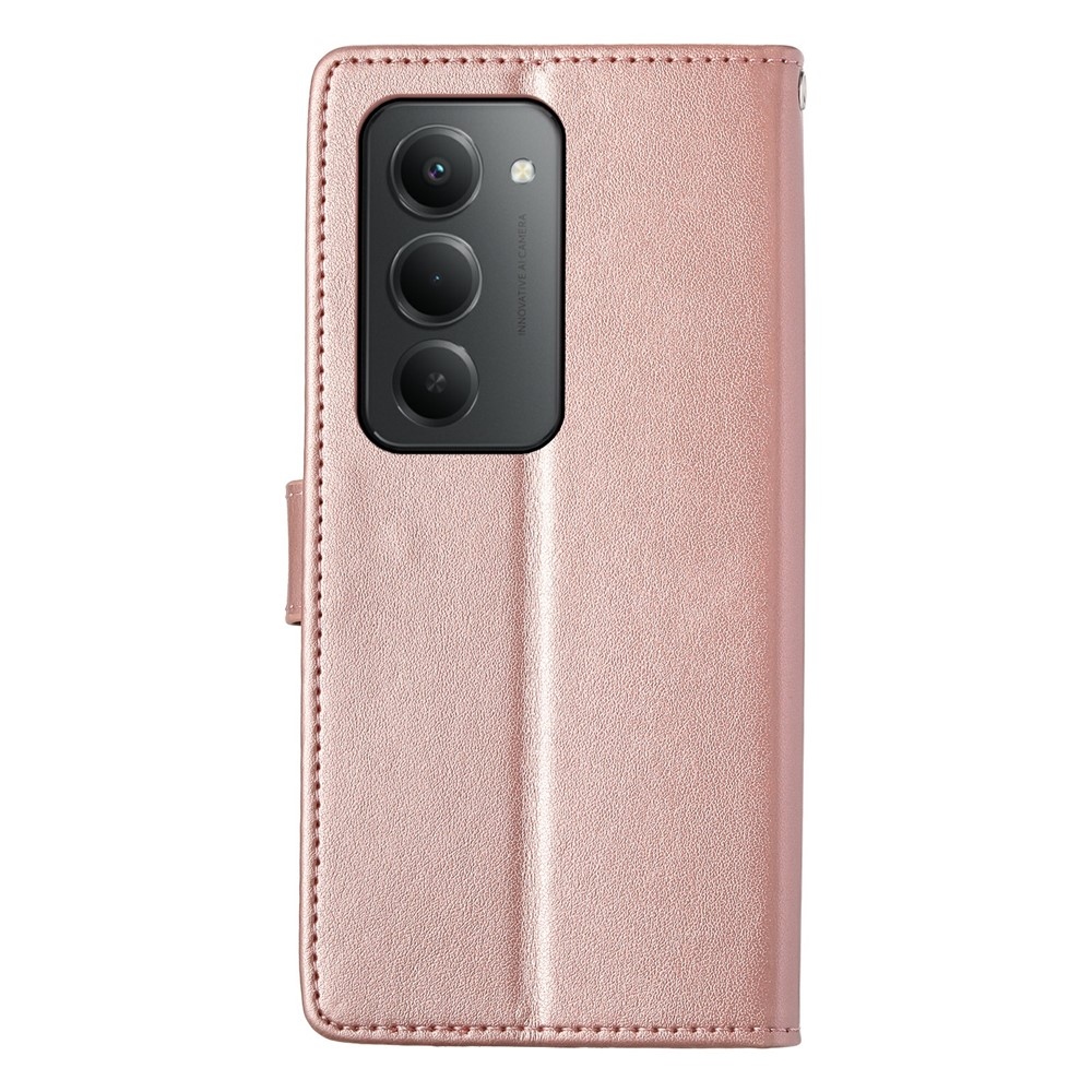 Virágos könyves tok Xiaomi Redmi 15 5G (169mm) - rózsaarany