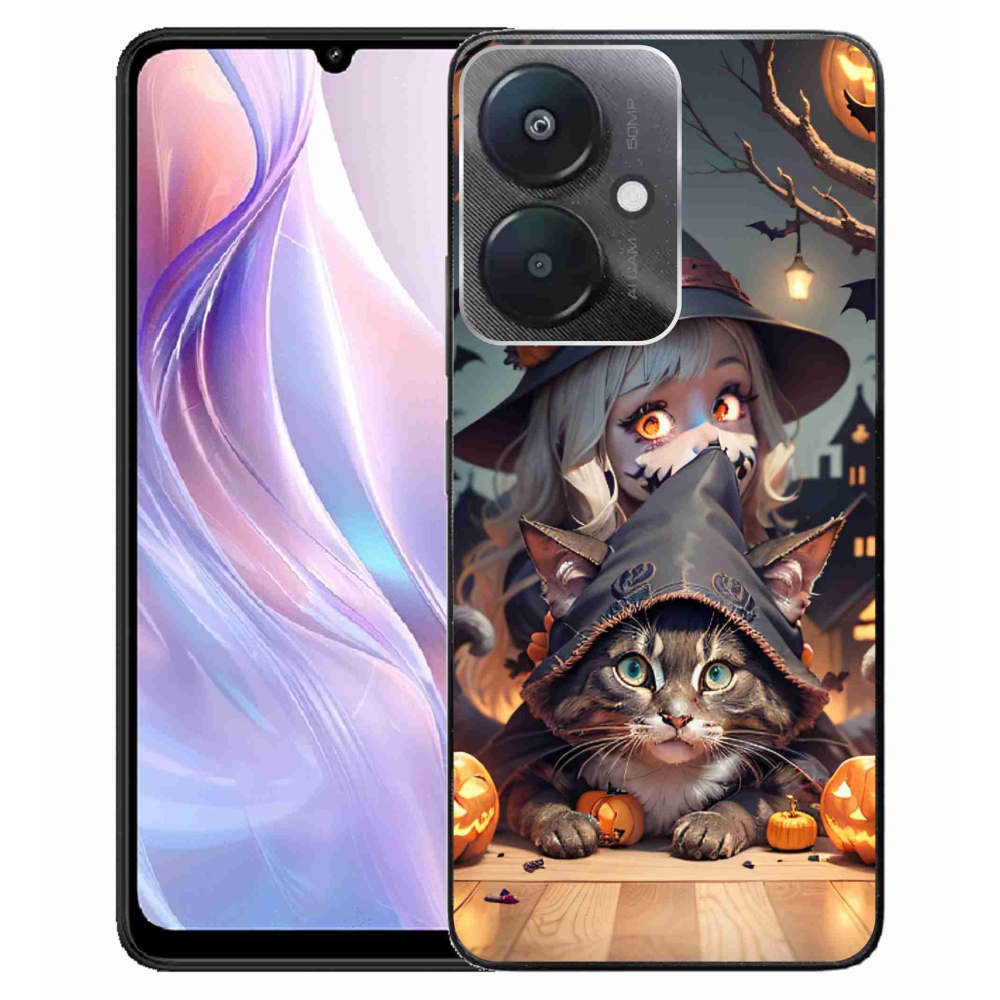 Gél borítás mmCase a Xiaomi Redmi 13C 5G-hez - boszorkány macskával