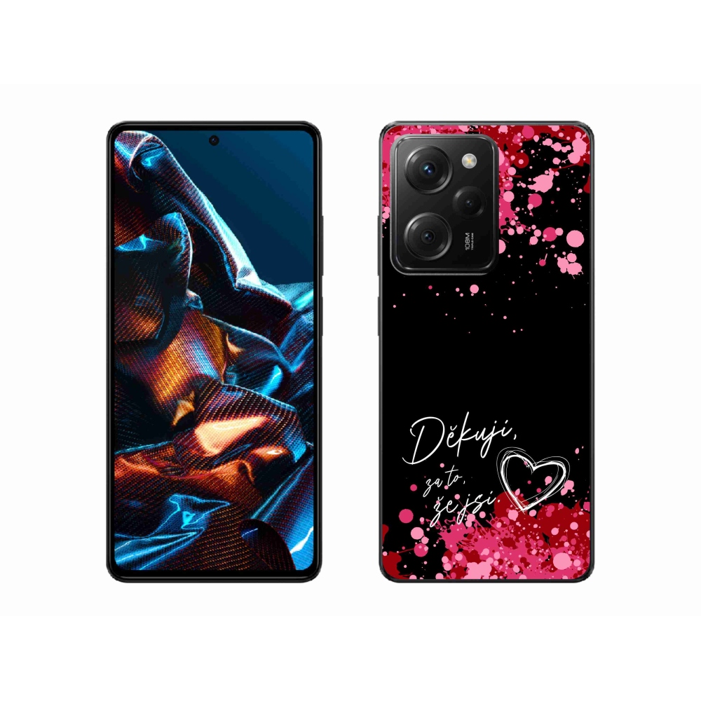 Gél borító mmCase a Xiaomi Poco X5 Pro 5G számára - szerelmes szöveg 2 fekete háttér