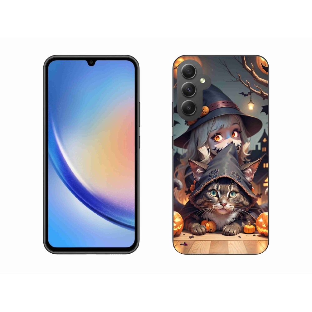 Zselés borítás mmCase Samsung Galaxy A34 5G - boszorkány macskával