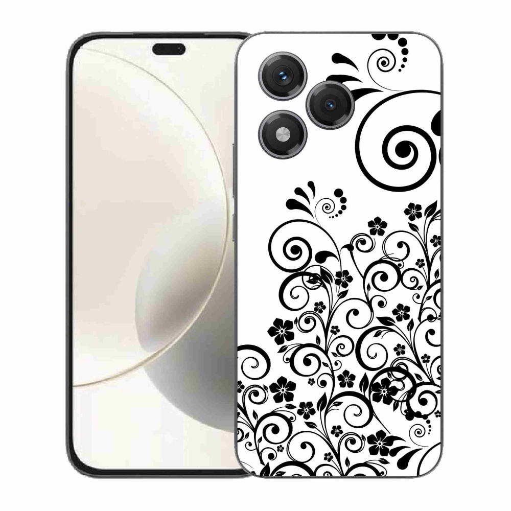 Zselés borítás mmCase a Honor 400 Lite készülékhez - fekete-fehér virágminták