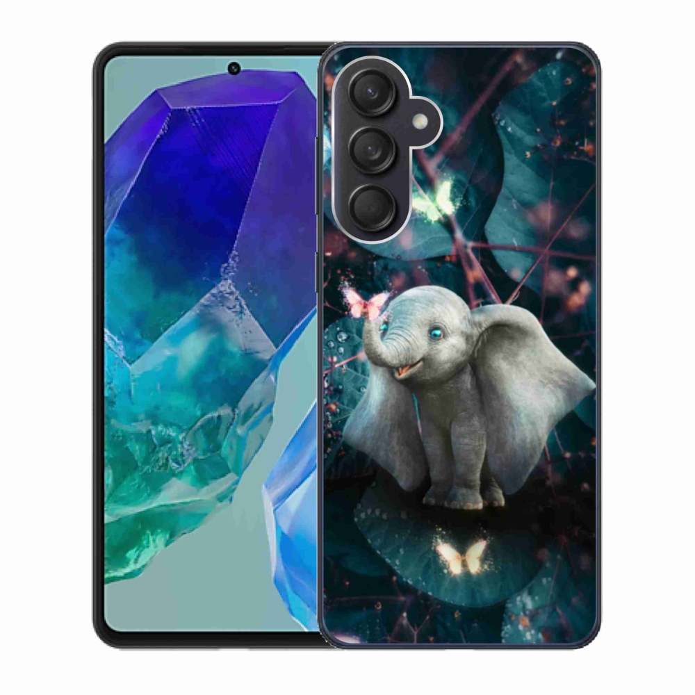 Zselés borítás mmCase Samsung Galaxy M55 5G - aranyos elefánthoz