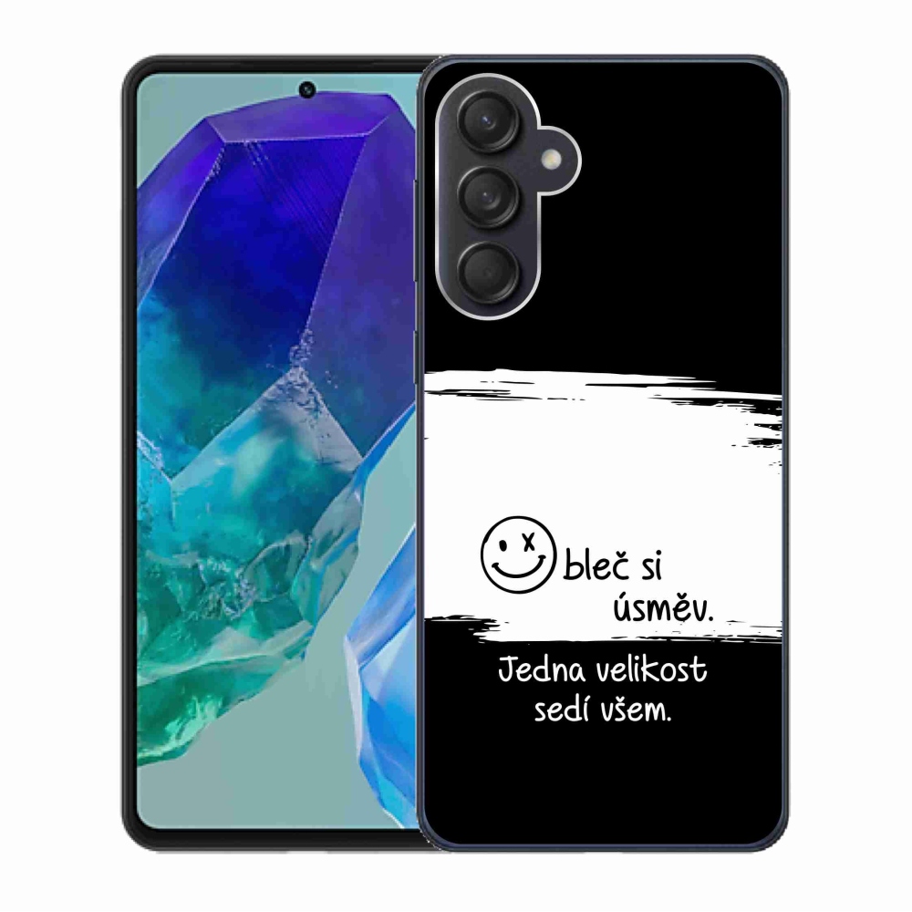 Gél borító mmCase Samsung Galaxy M55 5G - vicces szöveg 8 fekete és fehér háttérrel