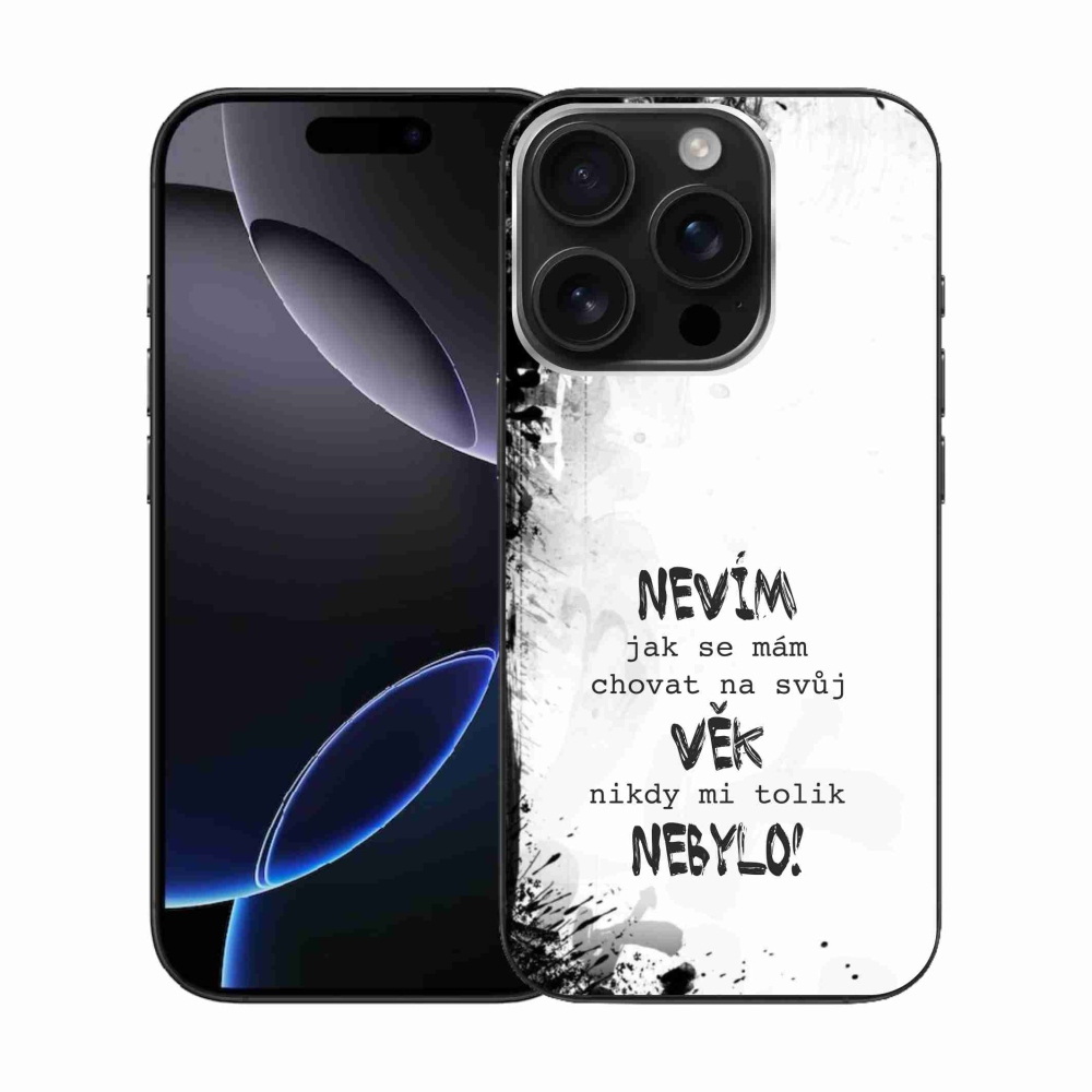 Gél borítás mmCase iPhone 16 Pro készülékhez - vicces szöveg 14 fehér háttér