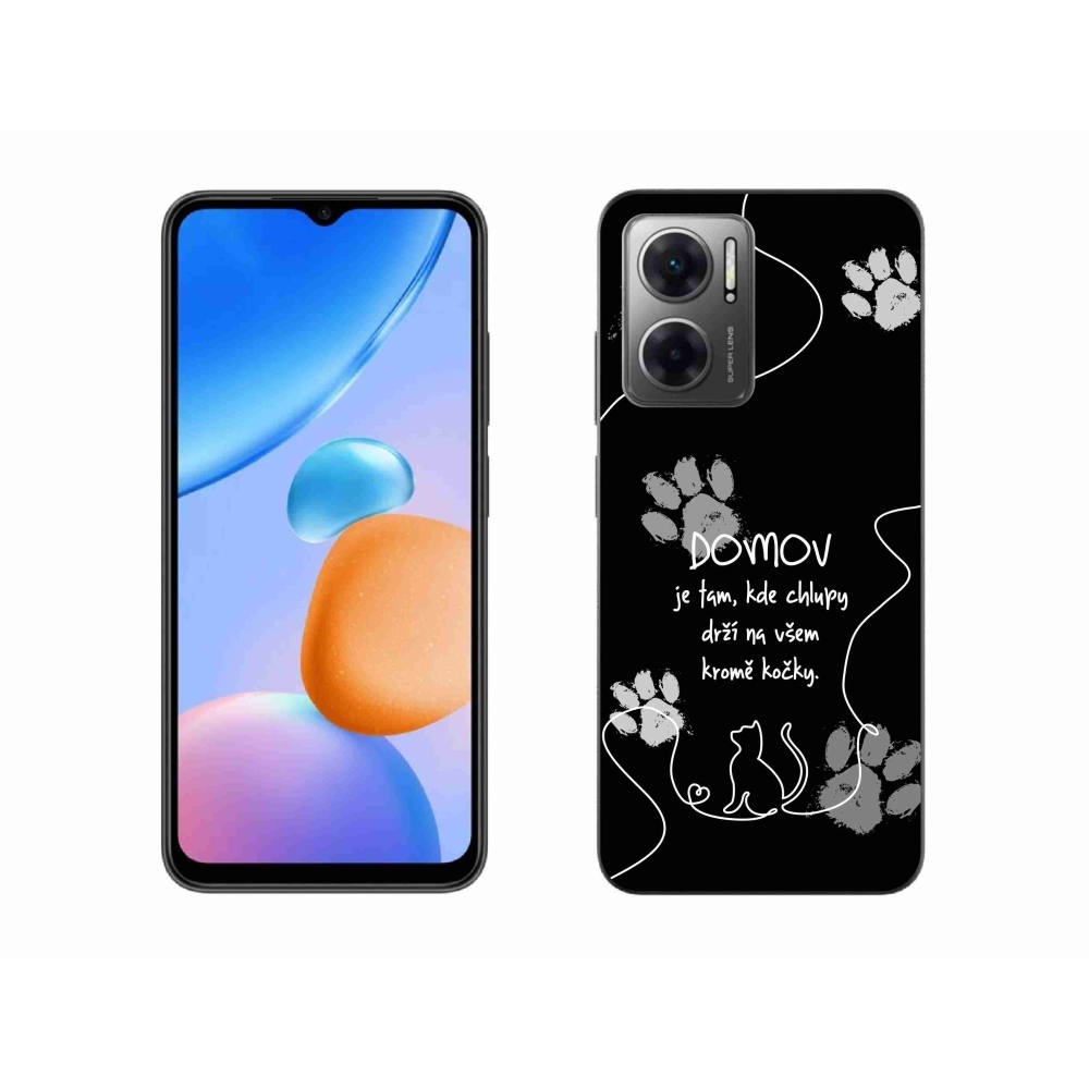 Gél borító mmCase a Xiaomi Redmi 10 5G-hez - macska motívum fekete háttérrel