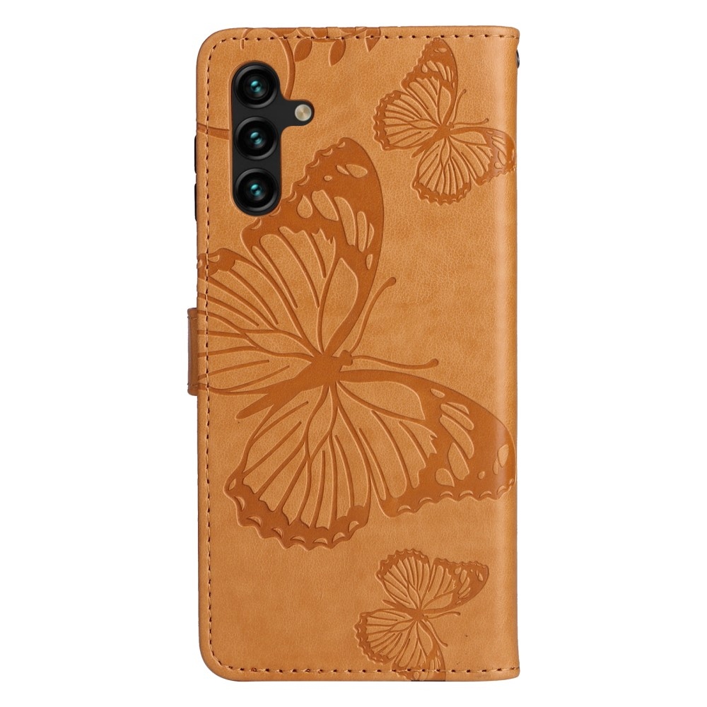 Nagy Buttefly könyv tok Samsung Galaxy A13 5G/A04s készülékhez - sárga