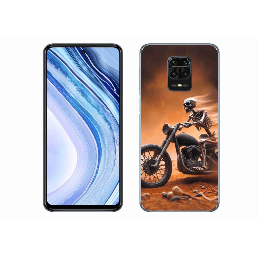 Gél borítás mmCase a Xiaomi Redmi Note 9 Pro számára - csontváz egy motorkerékpáron