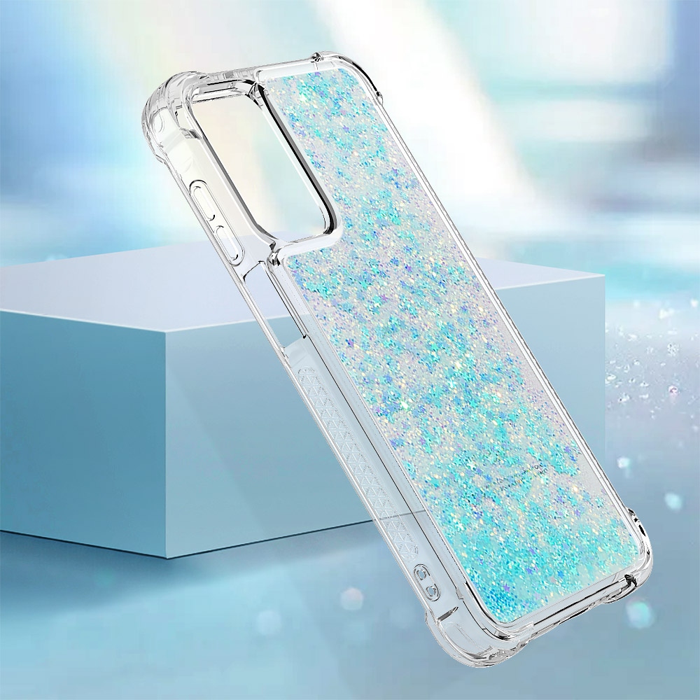 Glitter homokóra zselés tok Samsung Galaxy A17 4G/5G - kék / csillagok