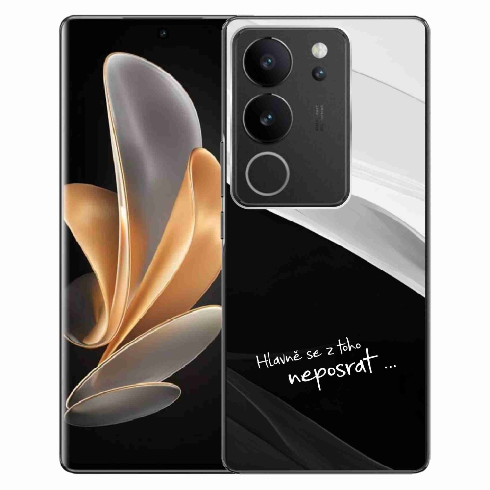 Gél borító mmCase a Vivo V29 5G-hez - vicces szöveg 13 fekete és fehér háttérrel