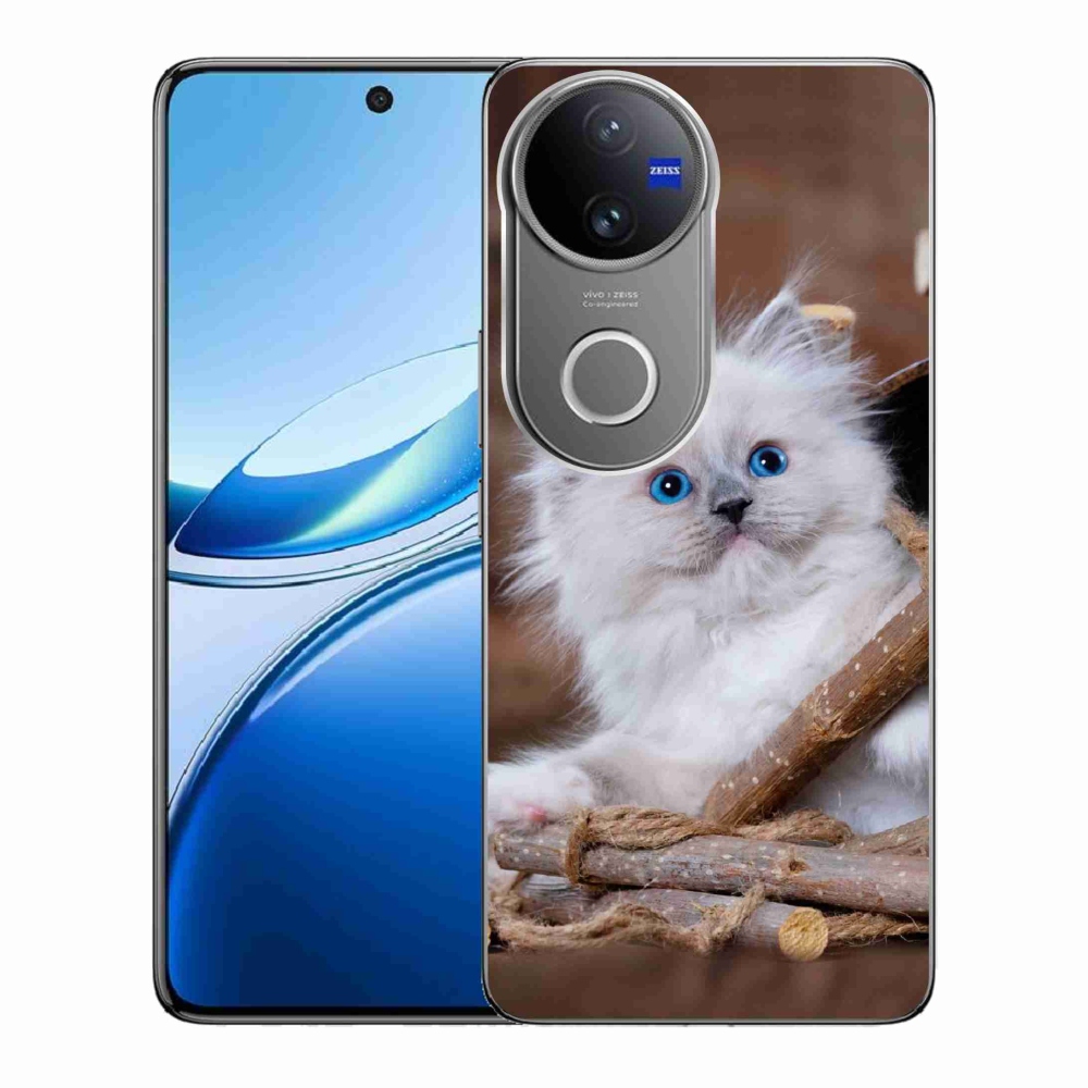 Zselés borítás mmCase a Vivo V50 5G készülékhez - fehér cica