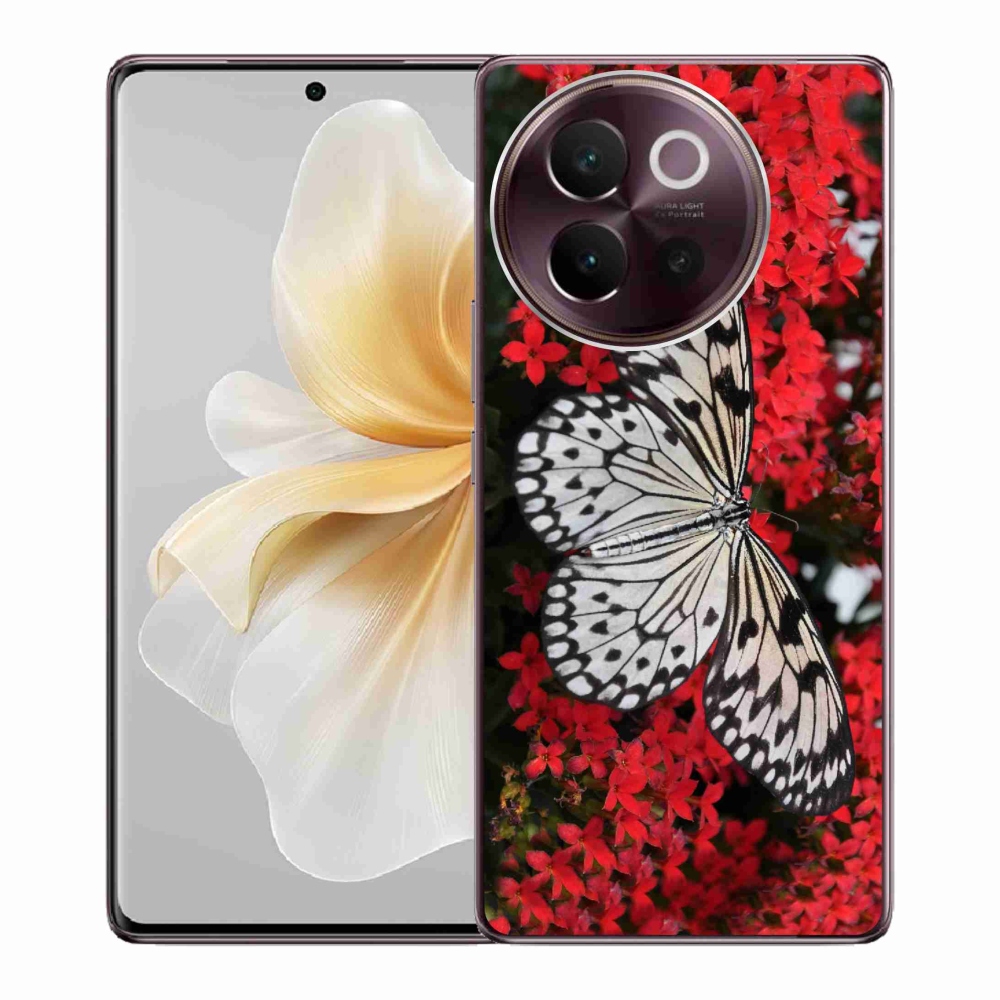Gél borítás mmCase a Vivo V40 Lite 5G - fekete-fehér pillangó 1
