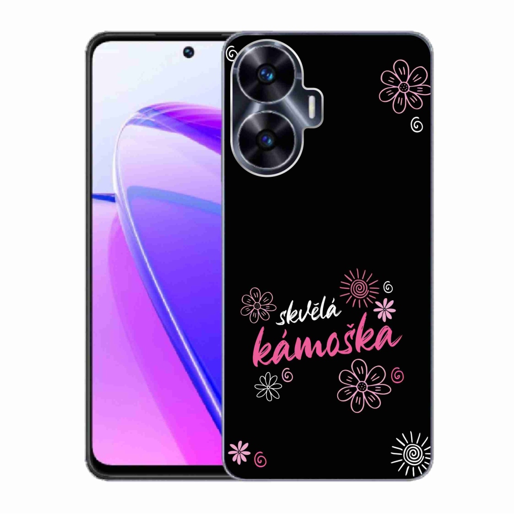 Gél borító mmCase a Realme C55-ön - nagyszerű haver fekete háttérrel