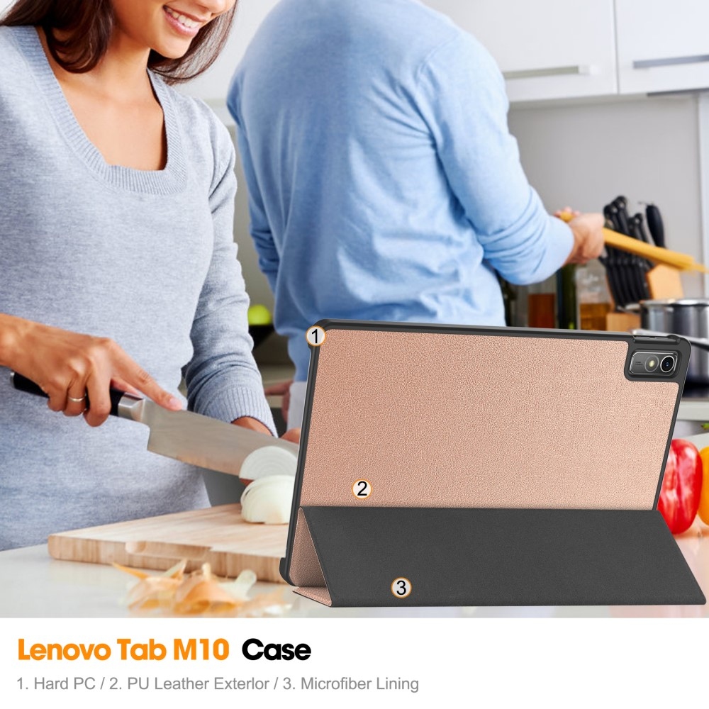 Ügyes záró tok Lenovo Tab M10 5G-hez - rózsa arany
