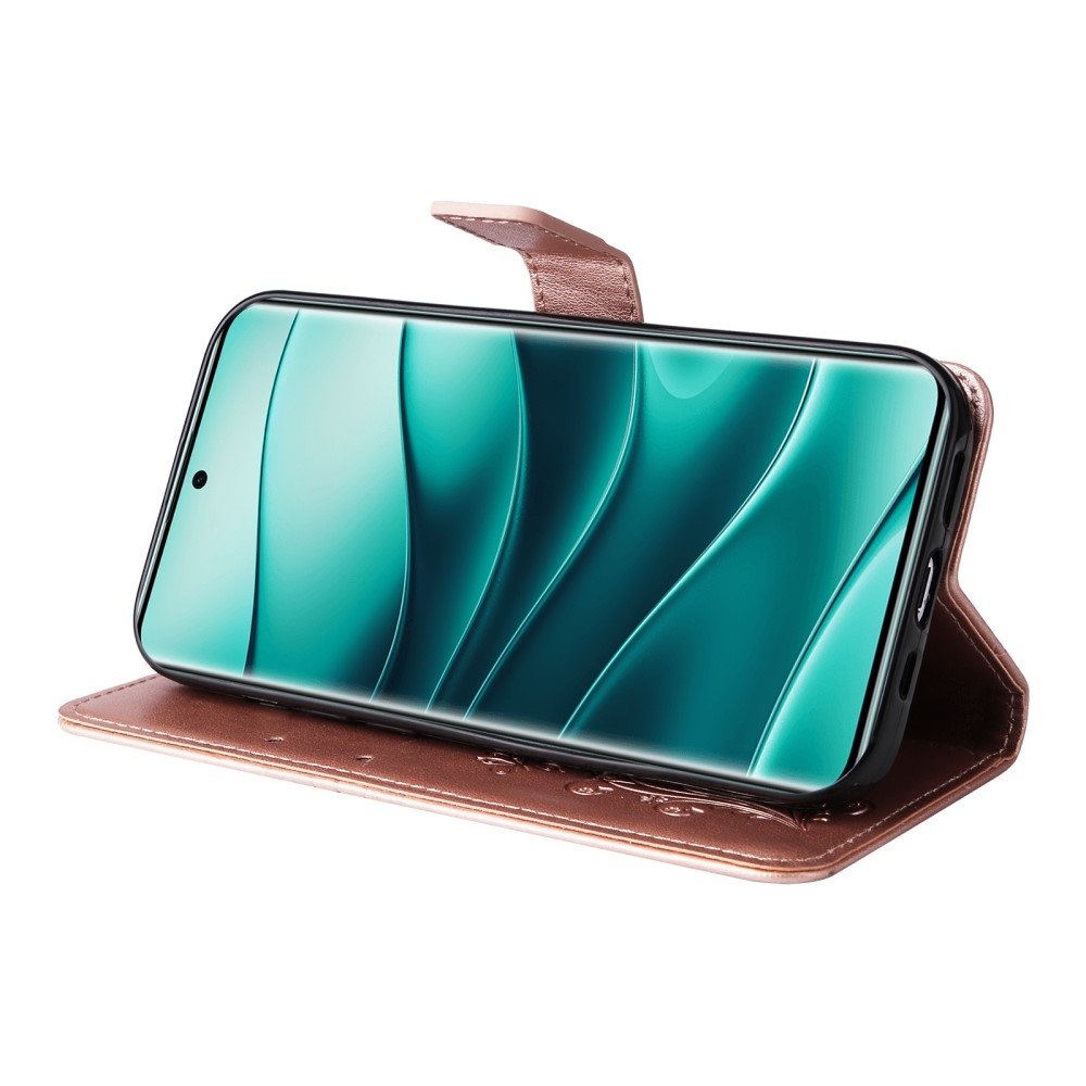 Nagy pillangó könyv tok Xiaomi Redmi Note 14 Pro 5G/Poco X7 5G/Note 14 Pro+ 5G - rózsa arany