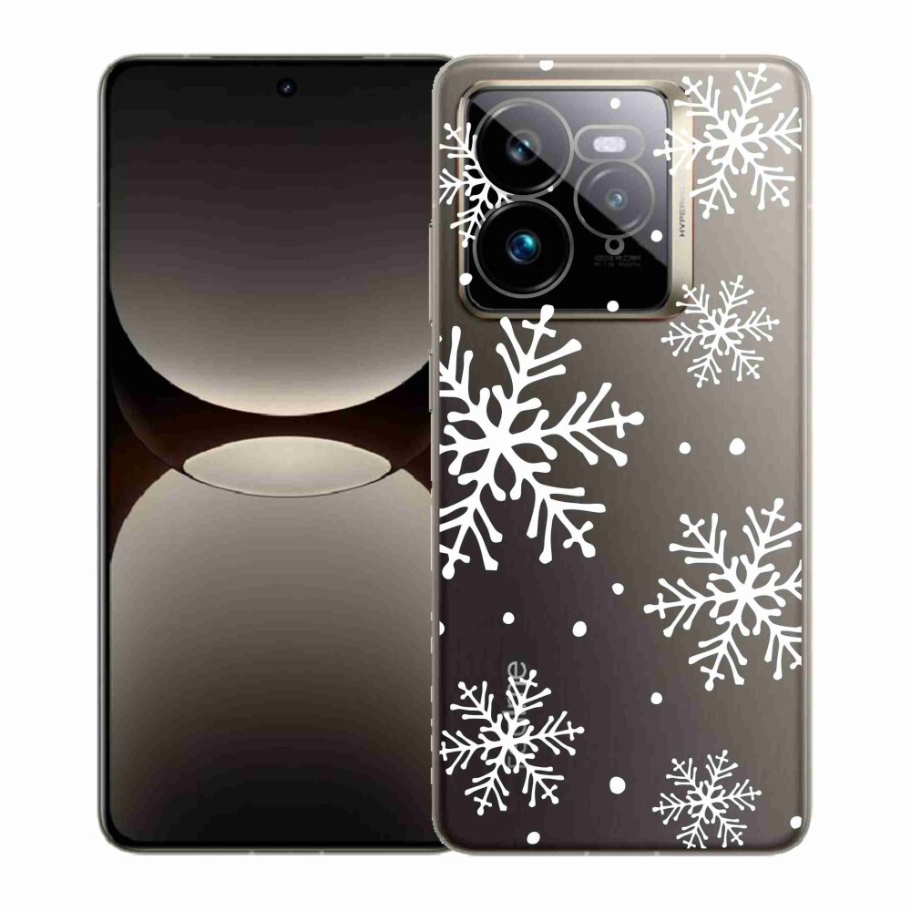 Gél borítás mmCase a Realme GT 7 Pro 5G-n - fehér pelyhek átlátszó háttéren