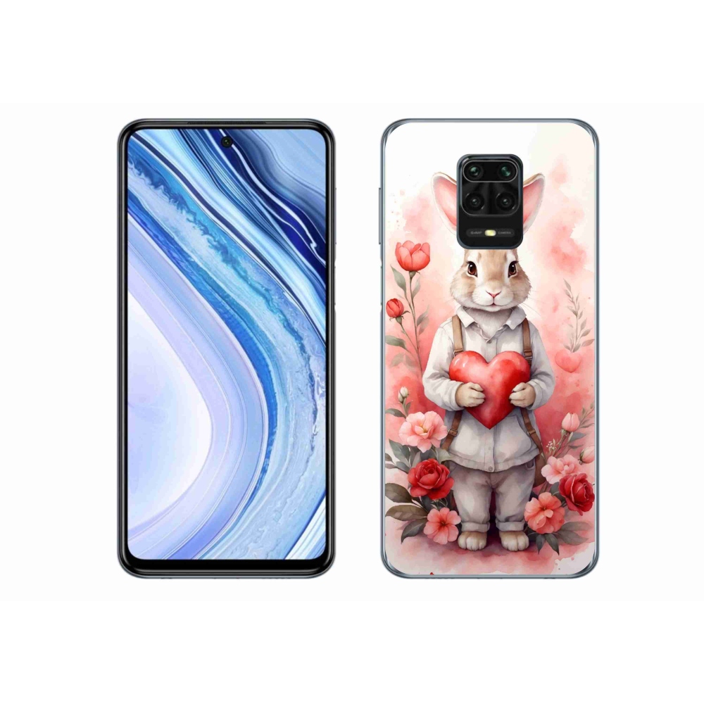 Gél borítás mmCase a Xiaomi Redmi Note 9 Pro számára - nyúl szívvel