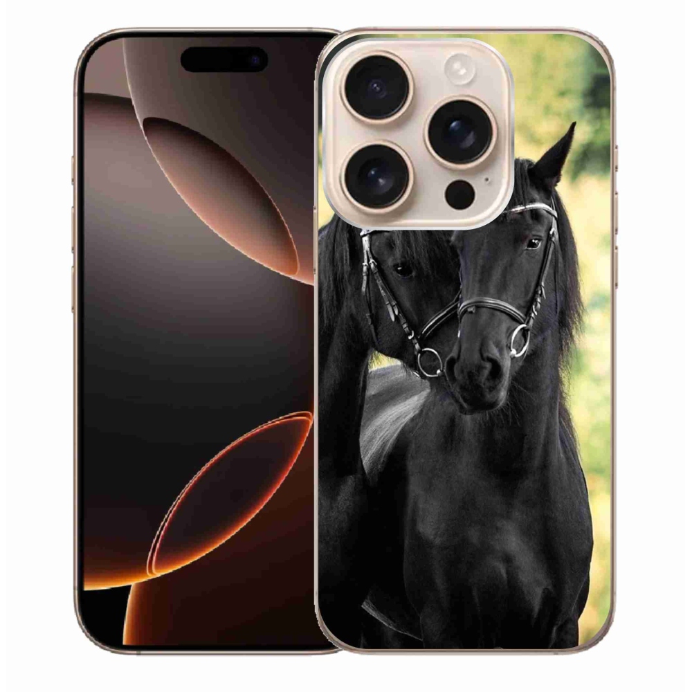 Zselés borítás mmCase iPhone 16 Pro Max készülékhez - két fekete ló