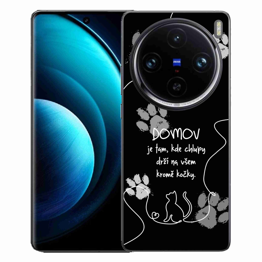 Zselés borítás mmCase a Vivo X100 Pro 5G készülékhez - macska motívum fekete háttérrel