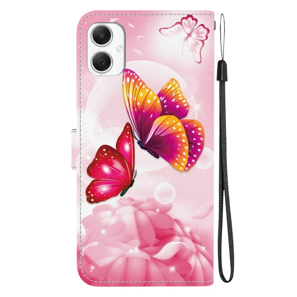 Sokoldalú könyvtáska Samsung Galaxy A06 4G - rózsaszín pillangókhoz