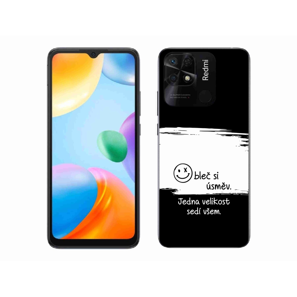 Gél borító mmCase a Xiaomi Redmi 10C-hez - vicces szöveg 8 fehér és fekete háttérrel