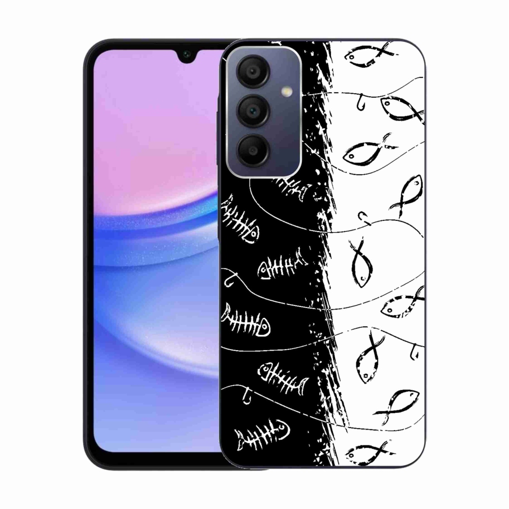 Gél borító mmCase Samsung Galaxy A15 4G/5G - csontvázak és halak számára