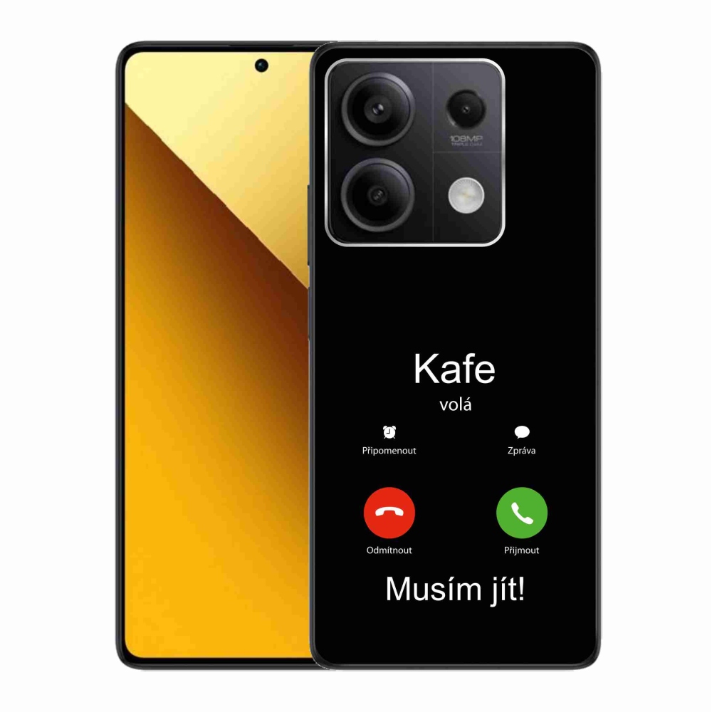 Gél borító mmCase a Xiaomi Redmi Note 13 5G számára - kávé hívó fekete háttérrel