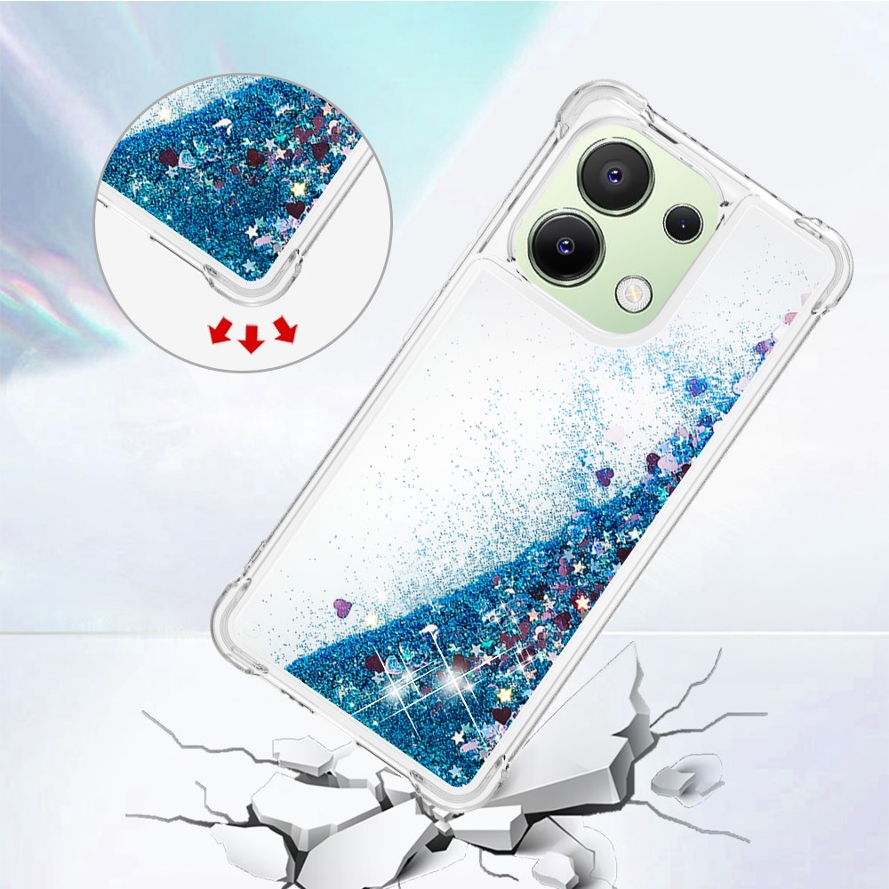 Glitter zselés homokóra tok Xiaomi Redmi Note 13-hoz - kék/szív