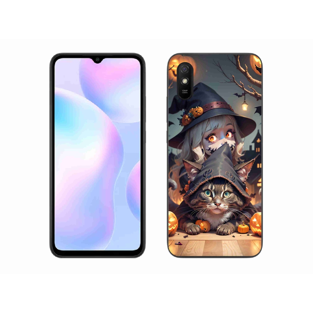 Gél borítás mmCase a Xiaomi Redmi 9A számára - boszorkány macskával