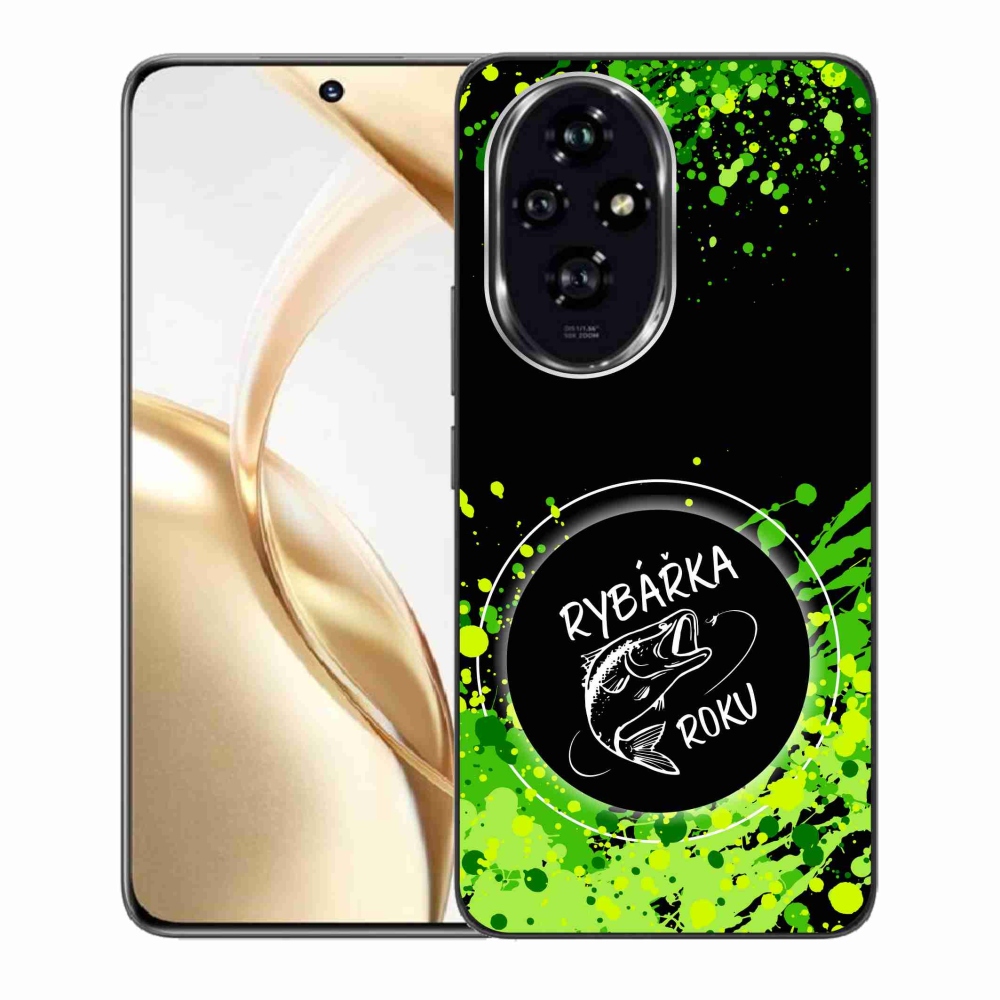 Zselés borító mmCase a Honor 200 5G számára - az év horgásza fekete háttérrel