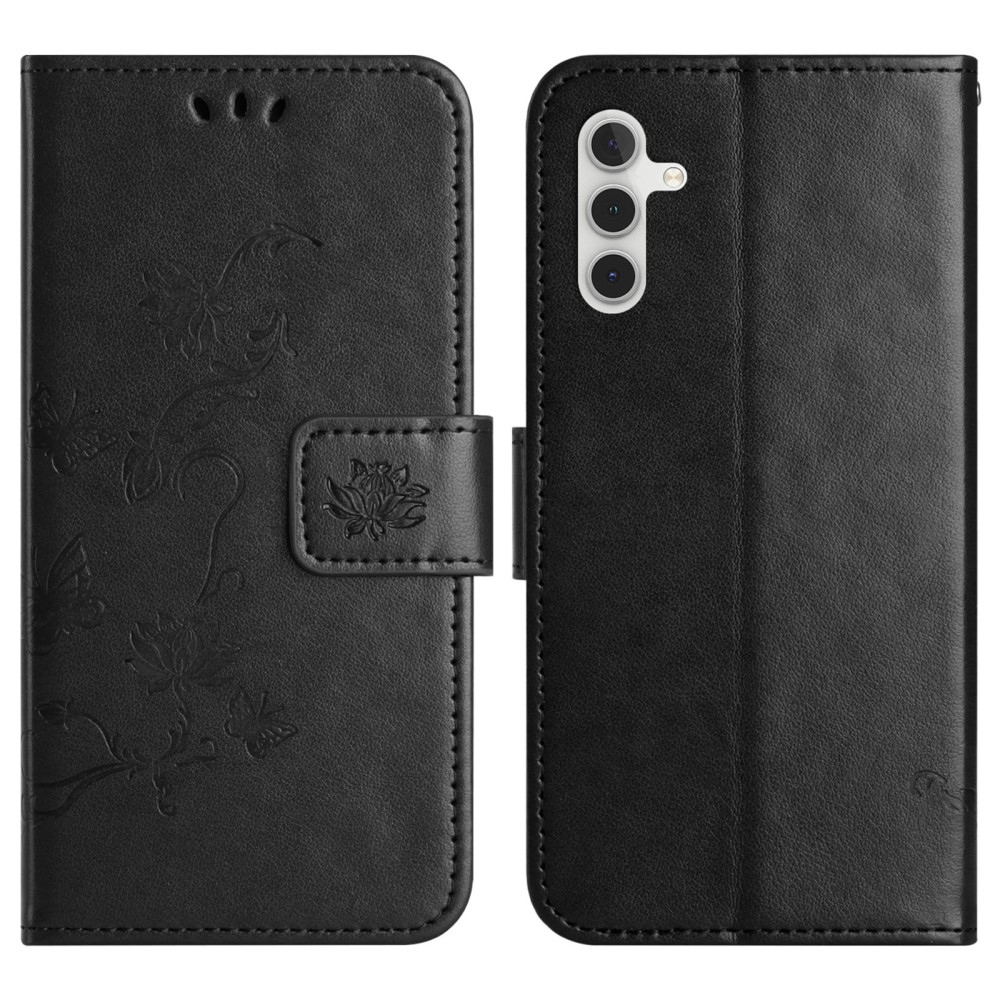 Virágos könyvtáska Samsung Galaxy A36 5G - fekete