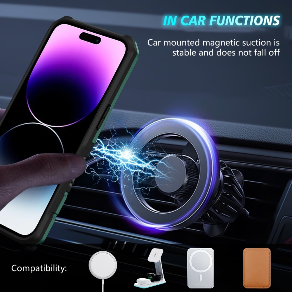 Katonai strapabíró védőburkolat MagSafe-vel iPhone 14 Pro Max készülékhez - sötétzöld