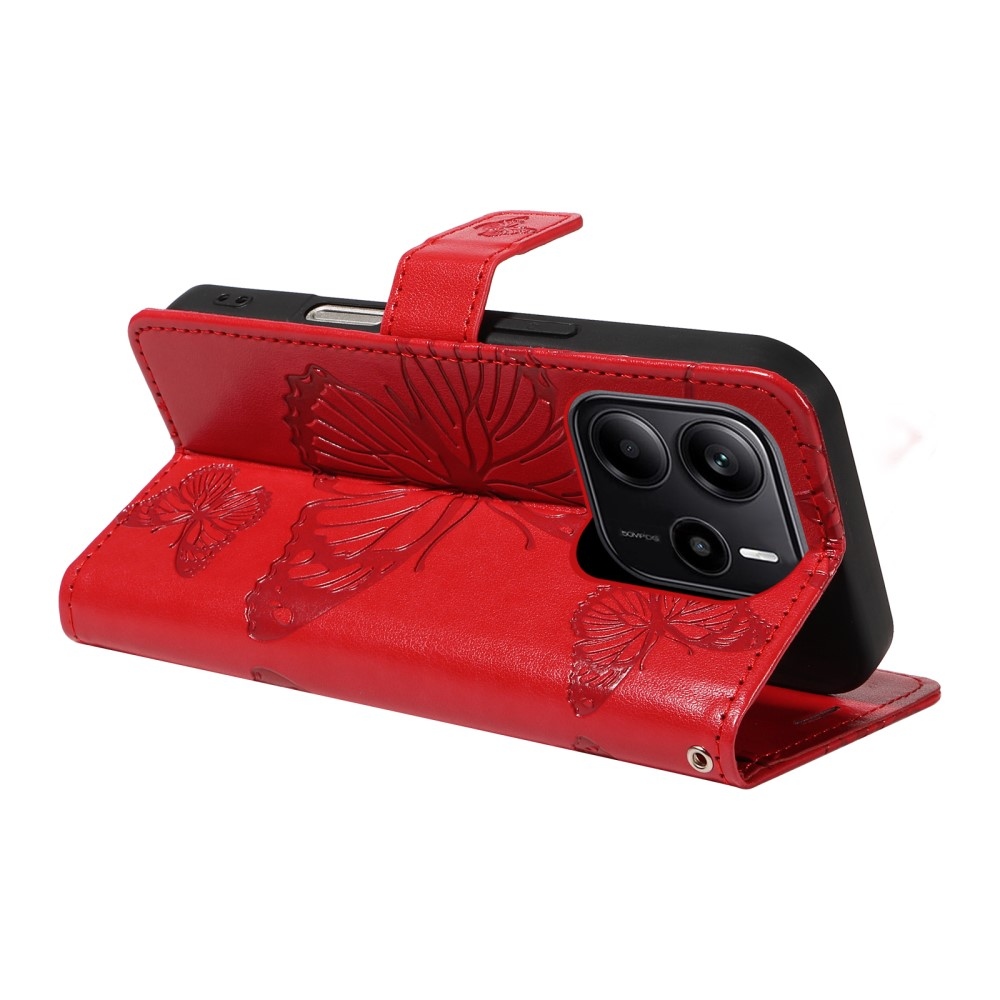 Nagy pillangó könyv tok Xiaomi Redmi Note 14-hez - piros