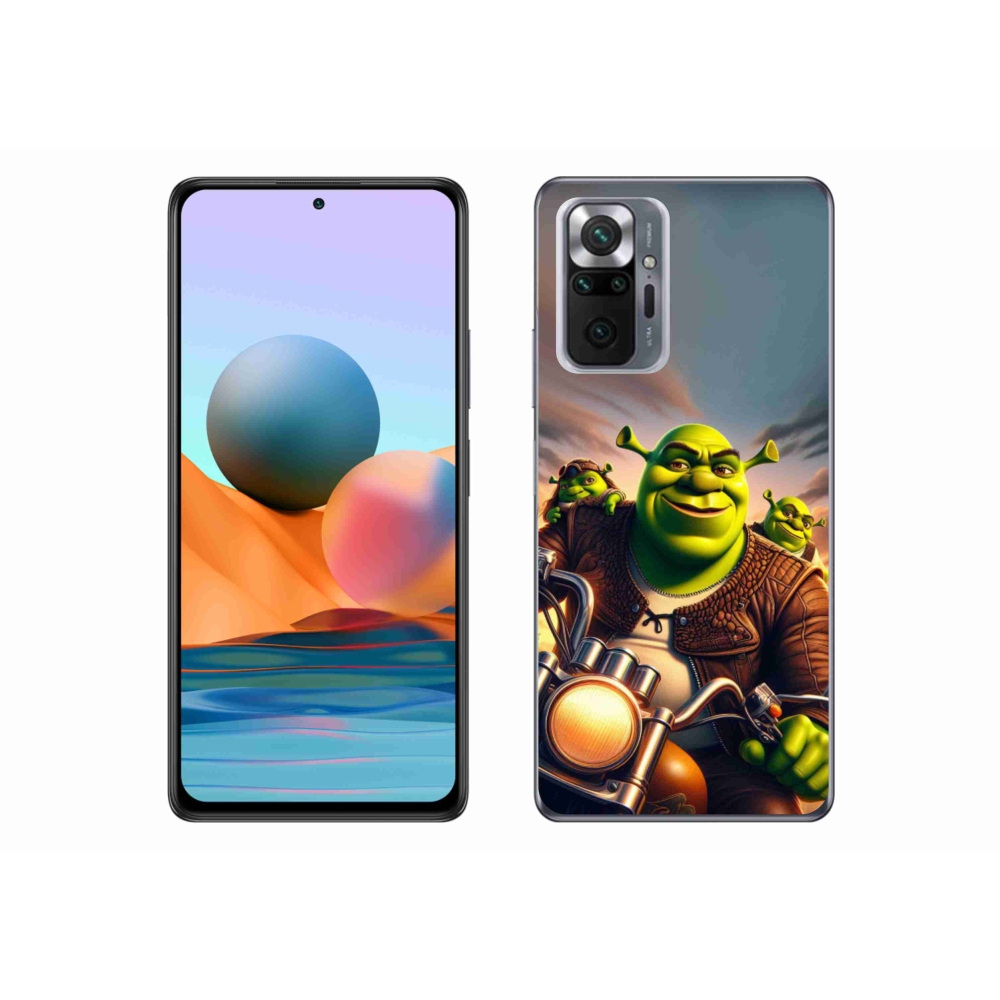 Zselés borítás mmCase a Xiaomi Redmi Note 10 Pro-hoz - Shrek egy motorkerékpáron