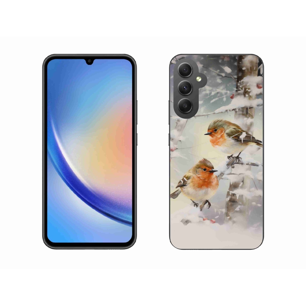 Gél borítás mmCase Samsung Galaxy A34 5G - madarak télen - Samsung Galaxy A34 5G - madarak télen
