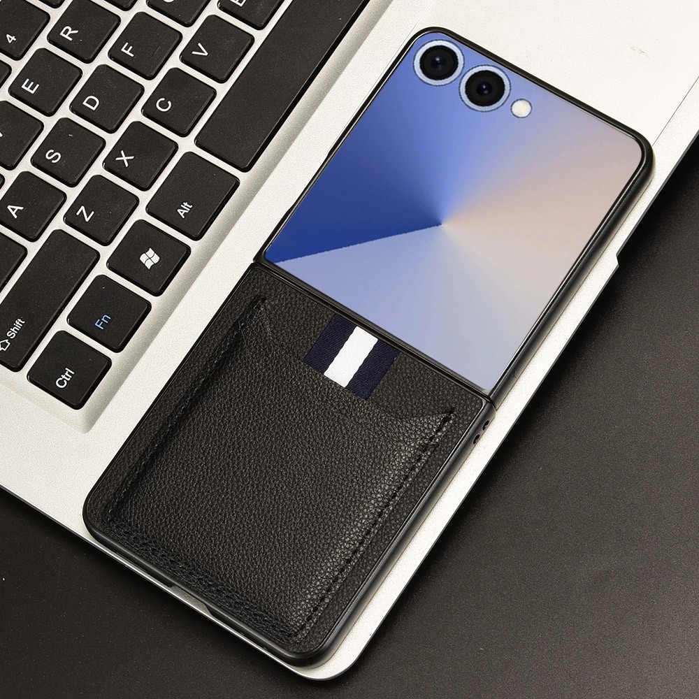 Kombinált műanyag borítás műbőrrel Samsung Galaxy Z Flip7 5G - fekete