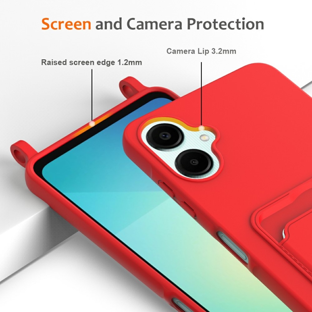 Zsinórral ellátott zselés tok Samsung Galaxy A06 4G kártyához - piros