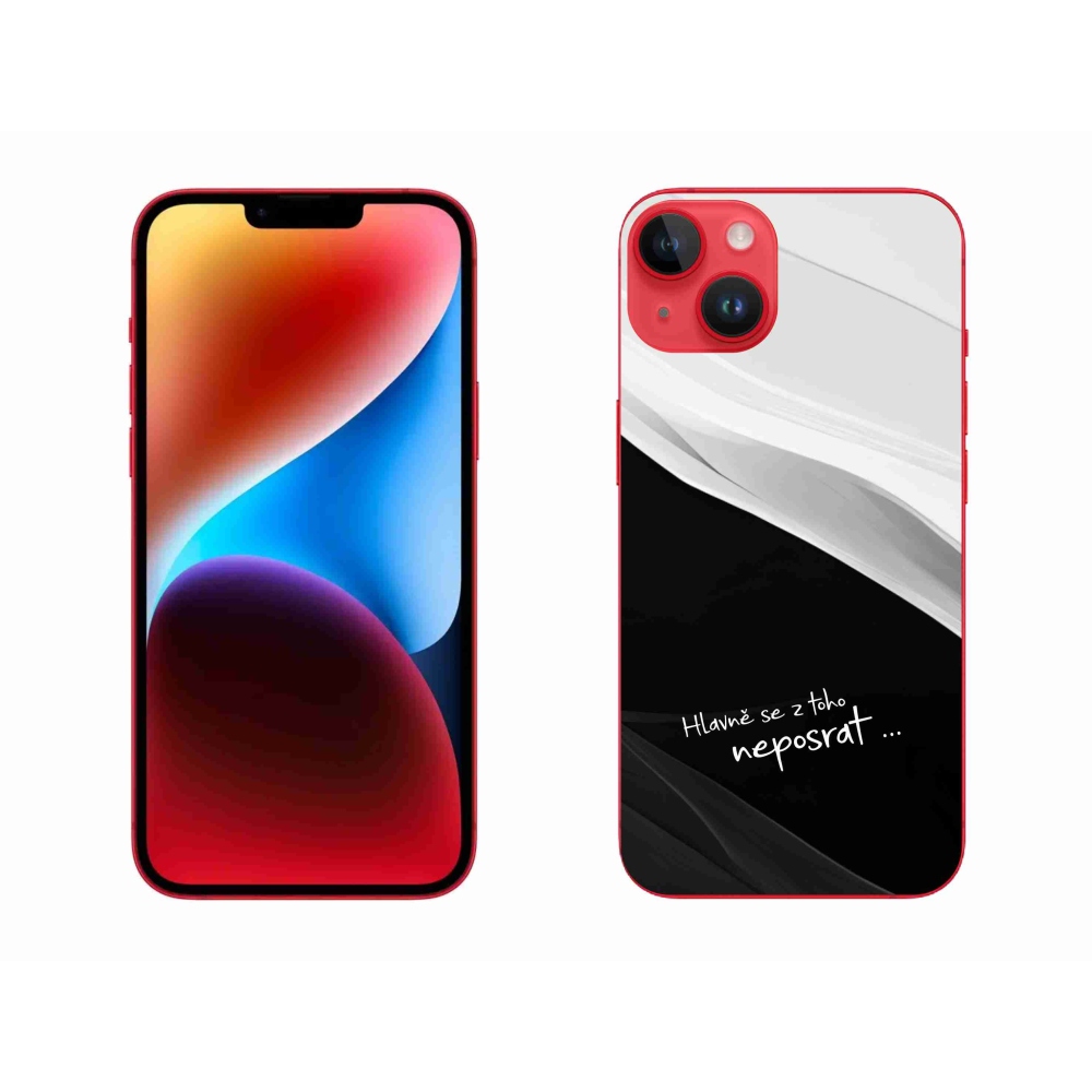 Gél borítás mmCase iPhone 14 Plus készülékhez - vicces szöveg 13 fekete és fehér háttérrel