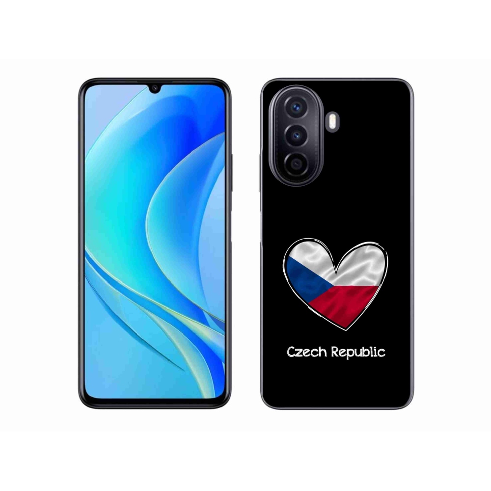 Gél borító mmCase a Huawei Nova Y70 - zászló szív fekete háttérrel