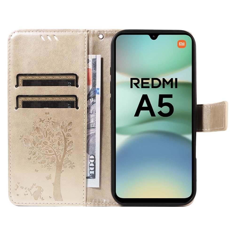 Fák könyv tok Xiaomi Redmi A5 (171.7x77.8x8.3mm) - arany színű
