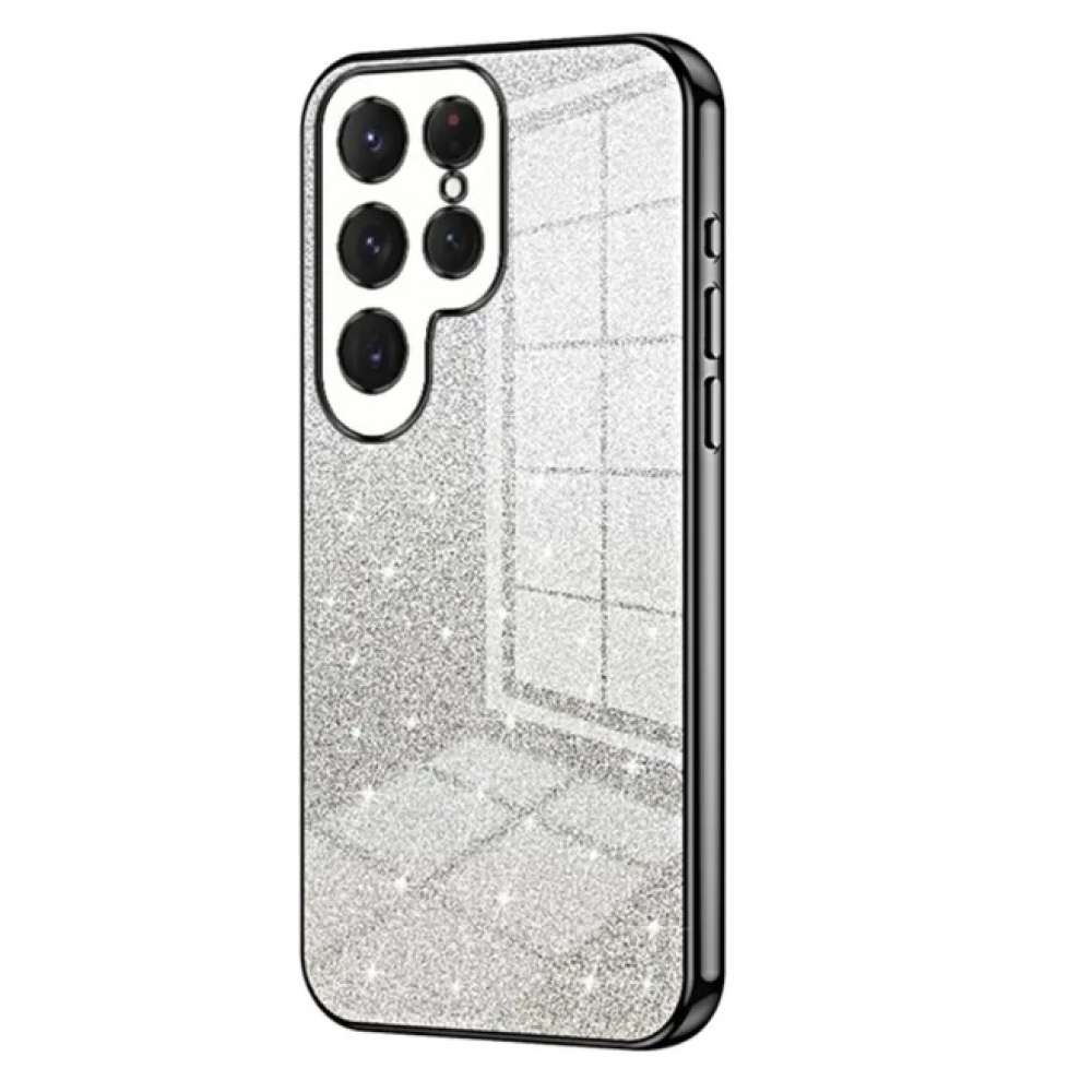 Vágott zselés csillogó tok Samsung Galaxy S24 Ultra készülékhez - fekete