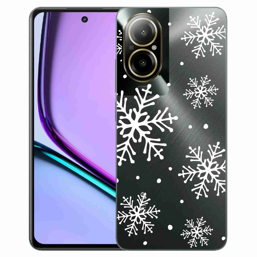 Zselés borítás mmCase a Realme C67 készülékhez - fehér pelyhek átlátszó háttéren