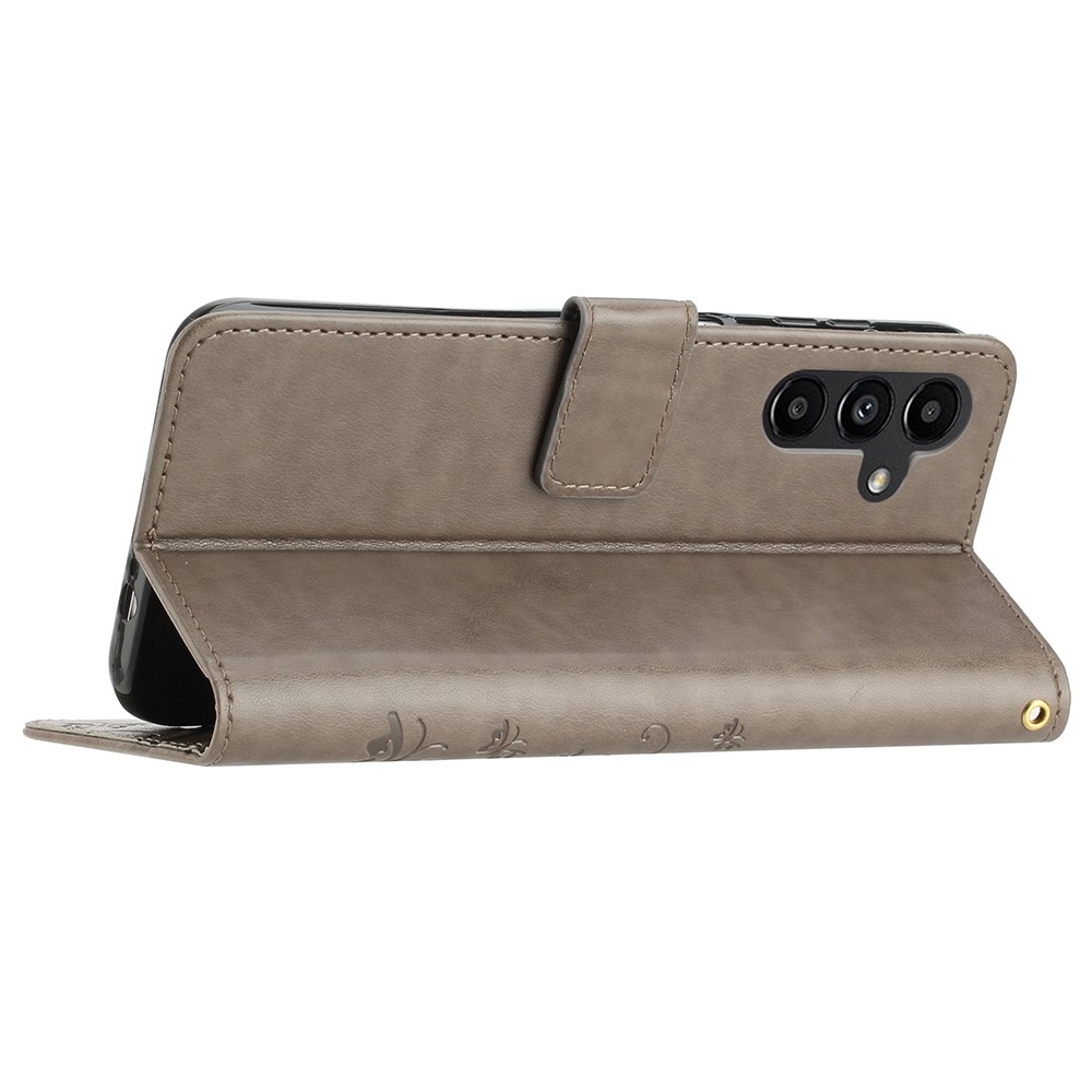 Virágok könyv tok Samsung Galaxy S23 FE készülékhez - szürke