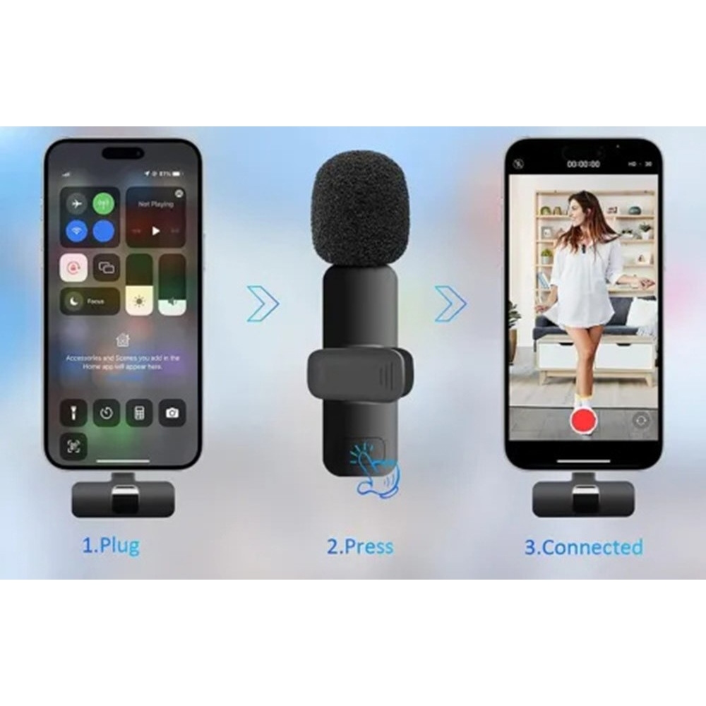 K1 vezeték nélküli csíptetős mikrofon zajcsökkentővel, USB-C, 2 db