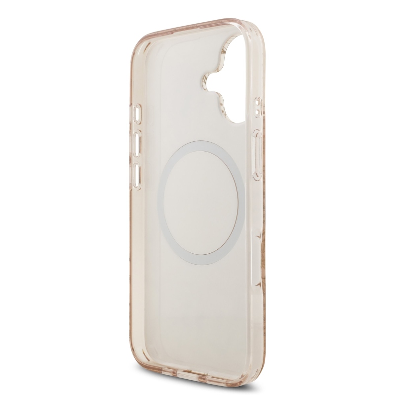 Guess IML virágok Allover Strap MagSafe hátlapi borító iPhone 17 rózsaszínhez