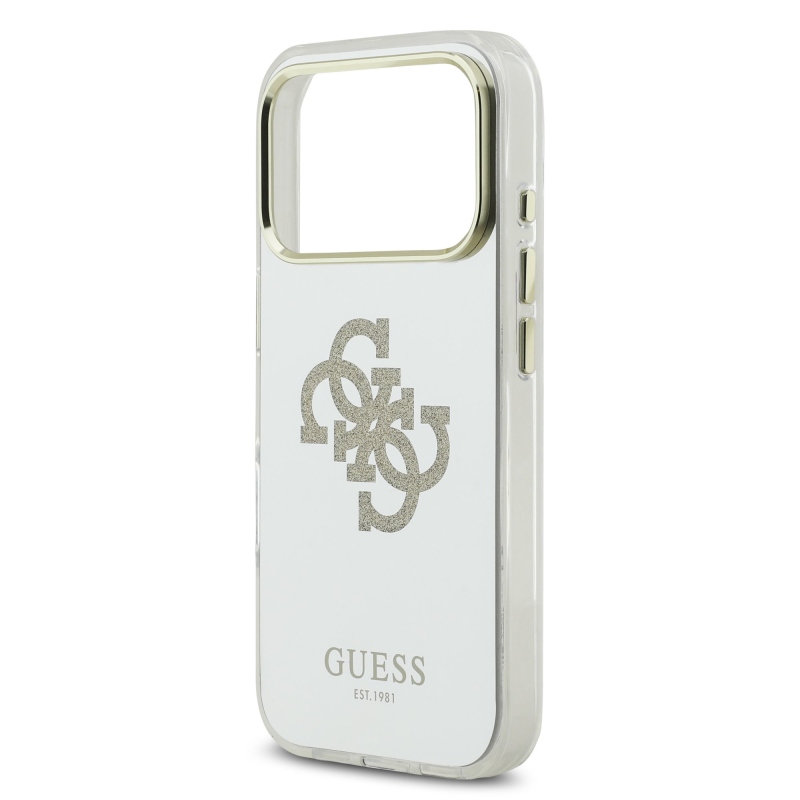 Guess PC/TPU Mirror 4G Glitter Logo MagSafe hátlap az iPhone 17 Pro-hoz Arany