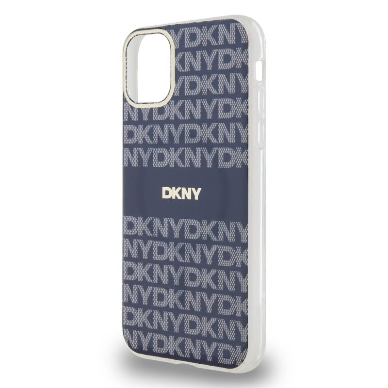 DKNY PC/TPU ismétlődő mintás tonális csíkos Magsafe hátlap iPhone 11 kékhez